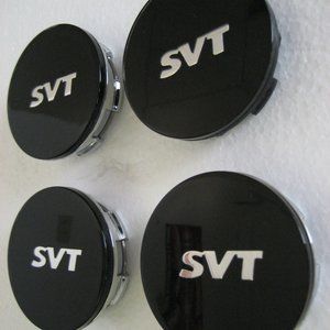 Four New FORD MUSTANG SVT F150 FOCUS 2.5 Inch Black Wheel Rim Center…